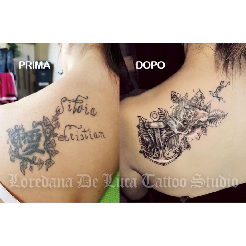 Coverup Ancora E Rosa Loredana De Luca Tattoo Studio Sulmona Tatuaggi